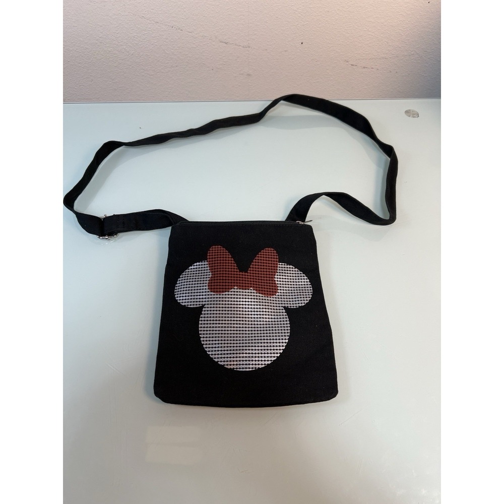 Disney Parks Women's Minnie Mouse Crossbody Bag Black Small Travel Purse